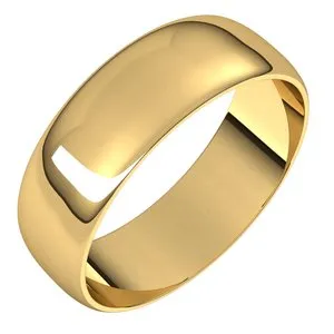 10K Yellow 6 mm Half Round Ultra-Light Band Size 10