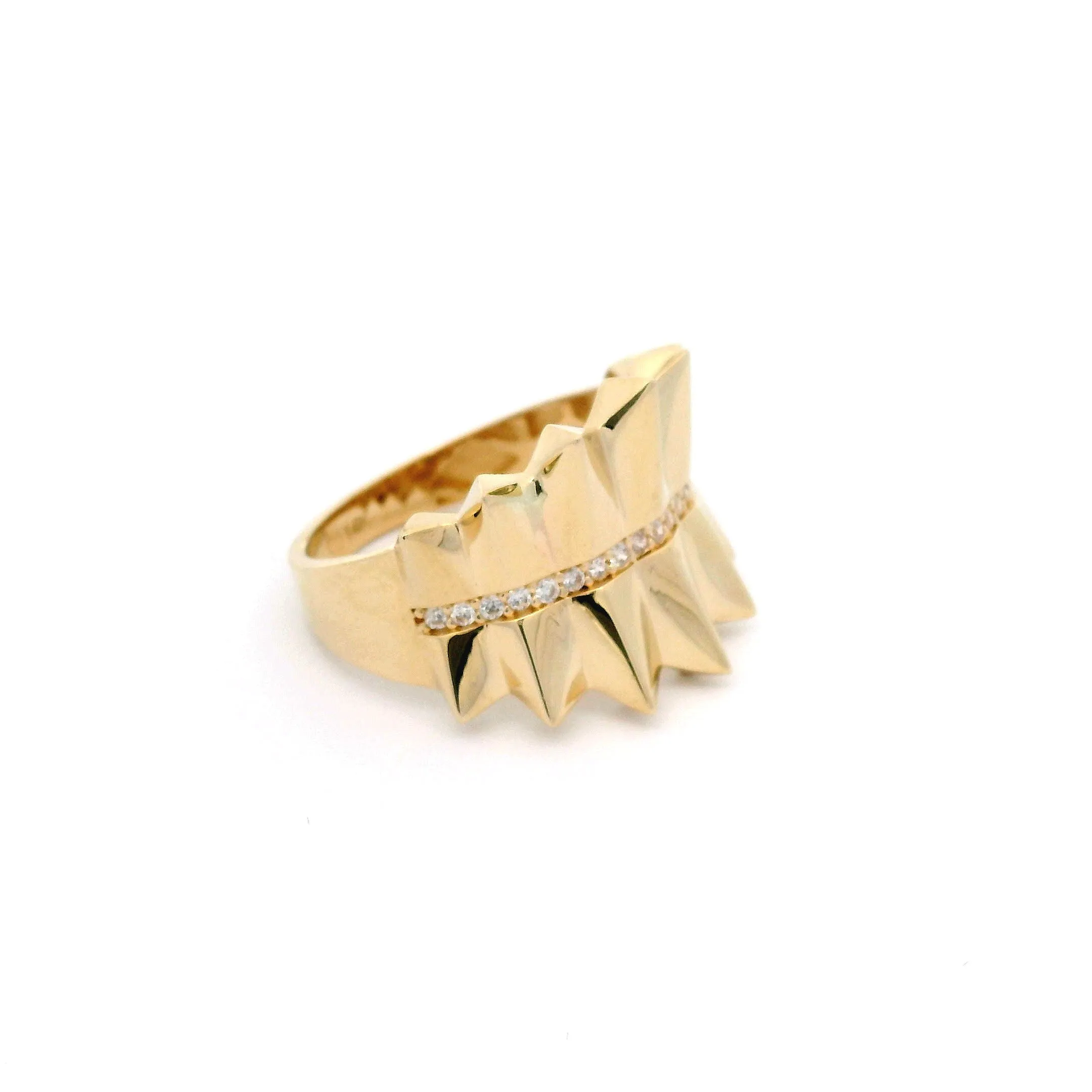14k CZ Fancy Spike Ring