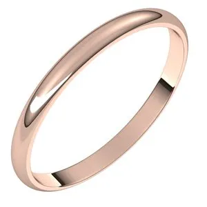 14K Rose 2 mm Half Round Ultra-Light Band Size 7.5
