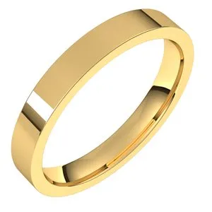 14K Yellow 3 mm Flat Comfort Fit Light Band Size 20