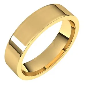 14K Yellow 5 mm Flat Comfort Fit Light Band Size 9.5