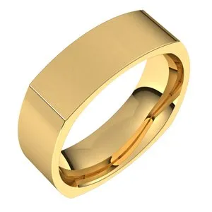 14K Yellow 6 mm Square Comfort Fit Band Size 7