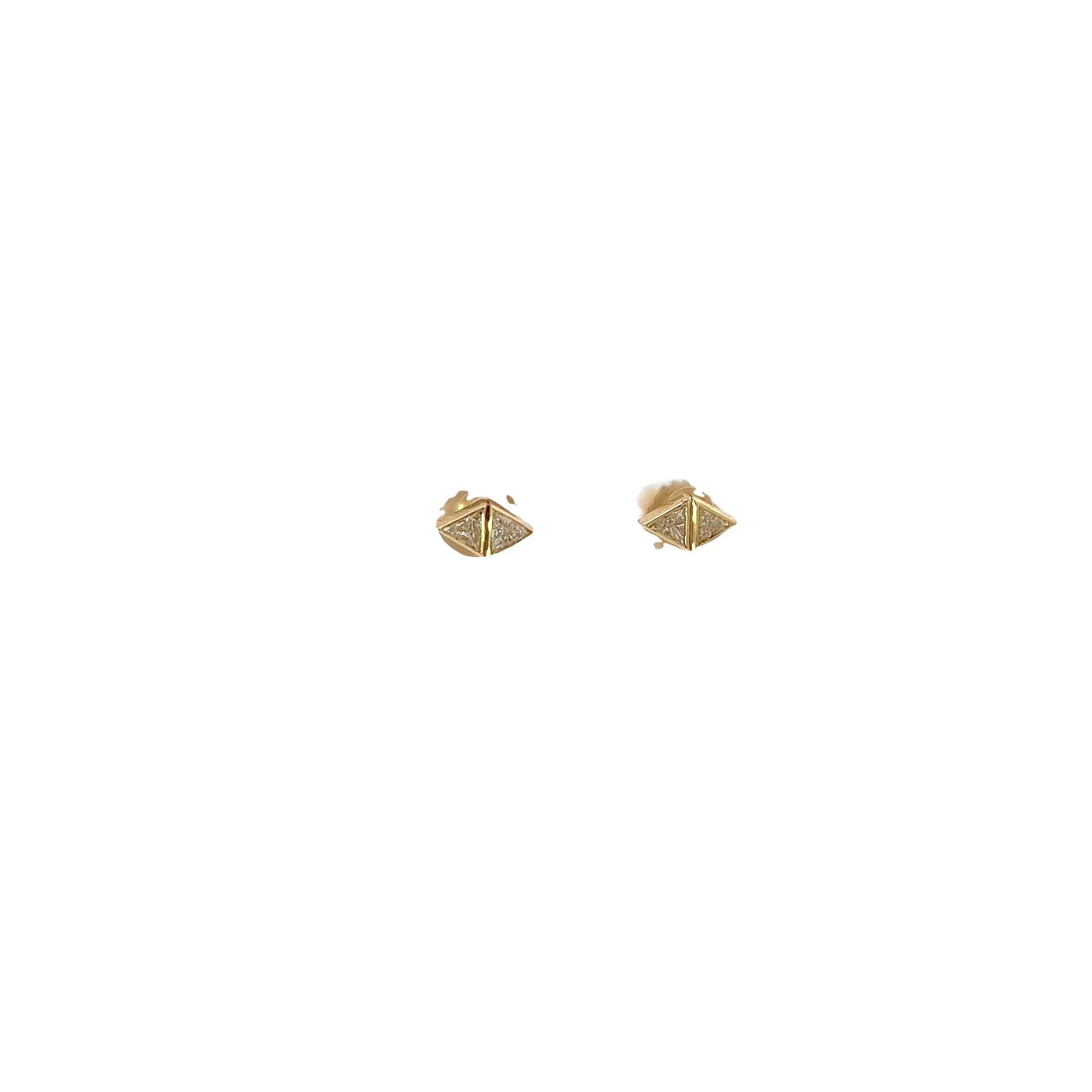 14k Yellow and White Gold .31ct H VS2 Trillion shaped Diamond Stud earrings