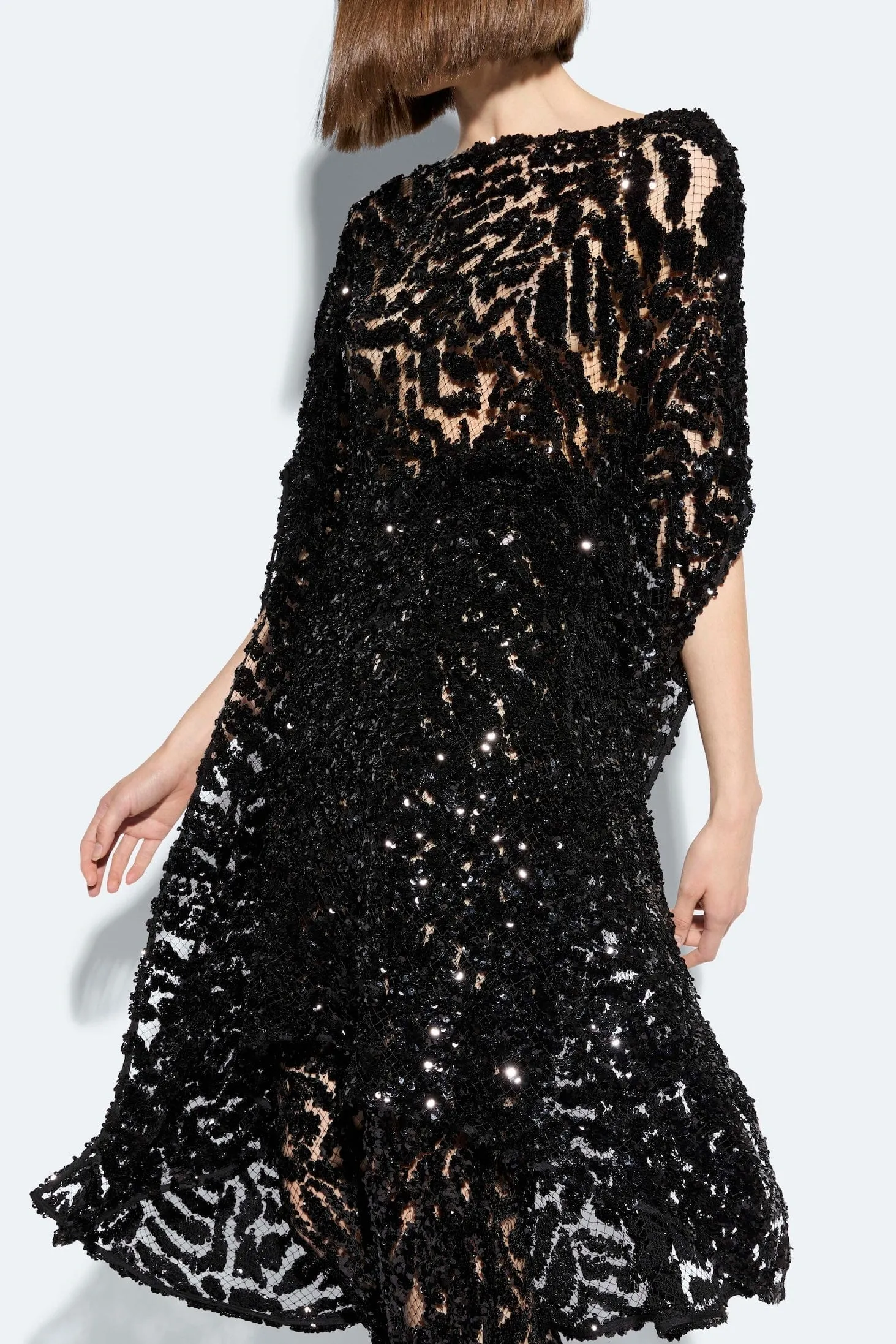Abstract Sequin Cape Dress