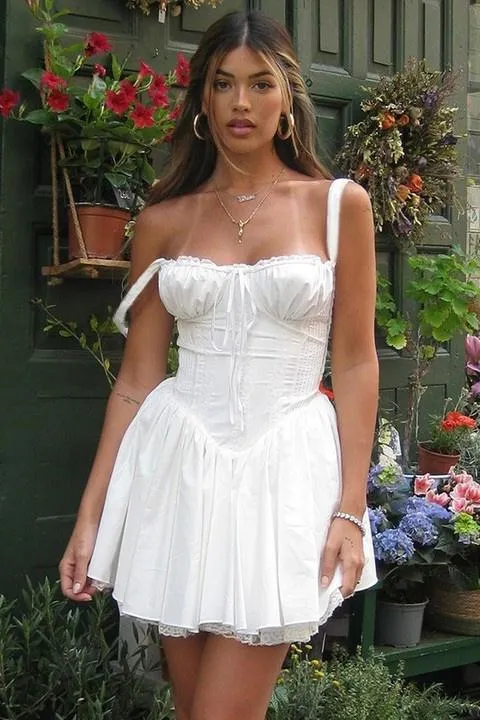 Agie Lace Corset Mini Puff Dress