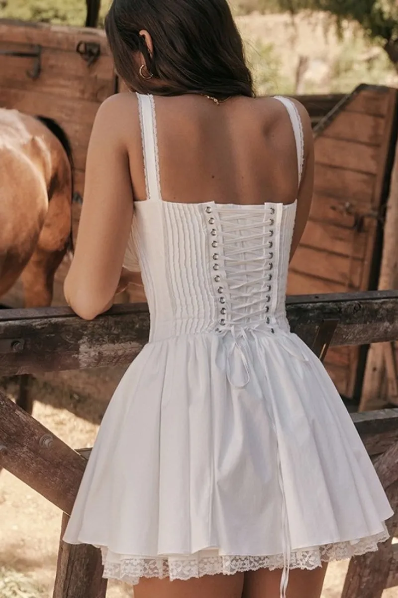 Agie Lace Corset Mini Puff Dress