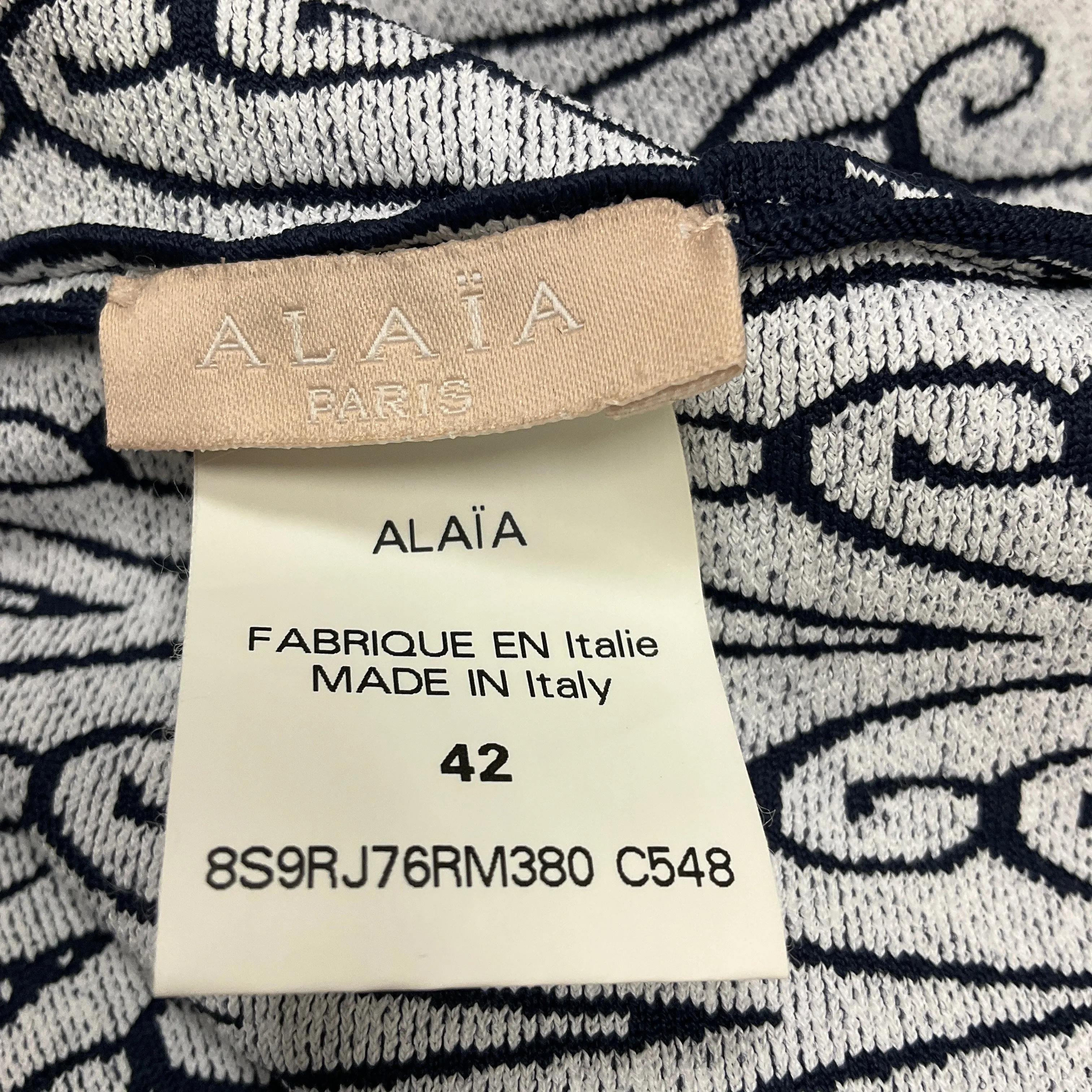 Alaia Navy Blue / White Sleeveless Stretch Knit Dress