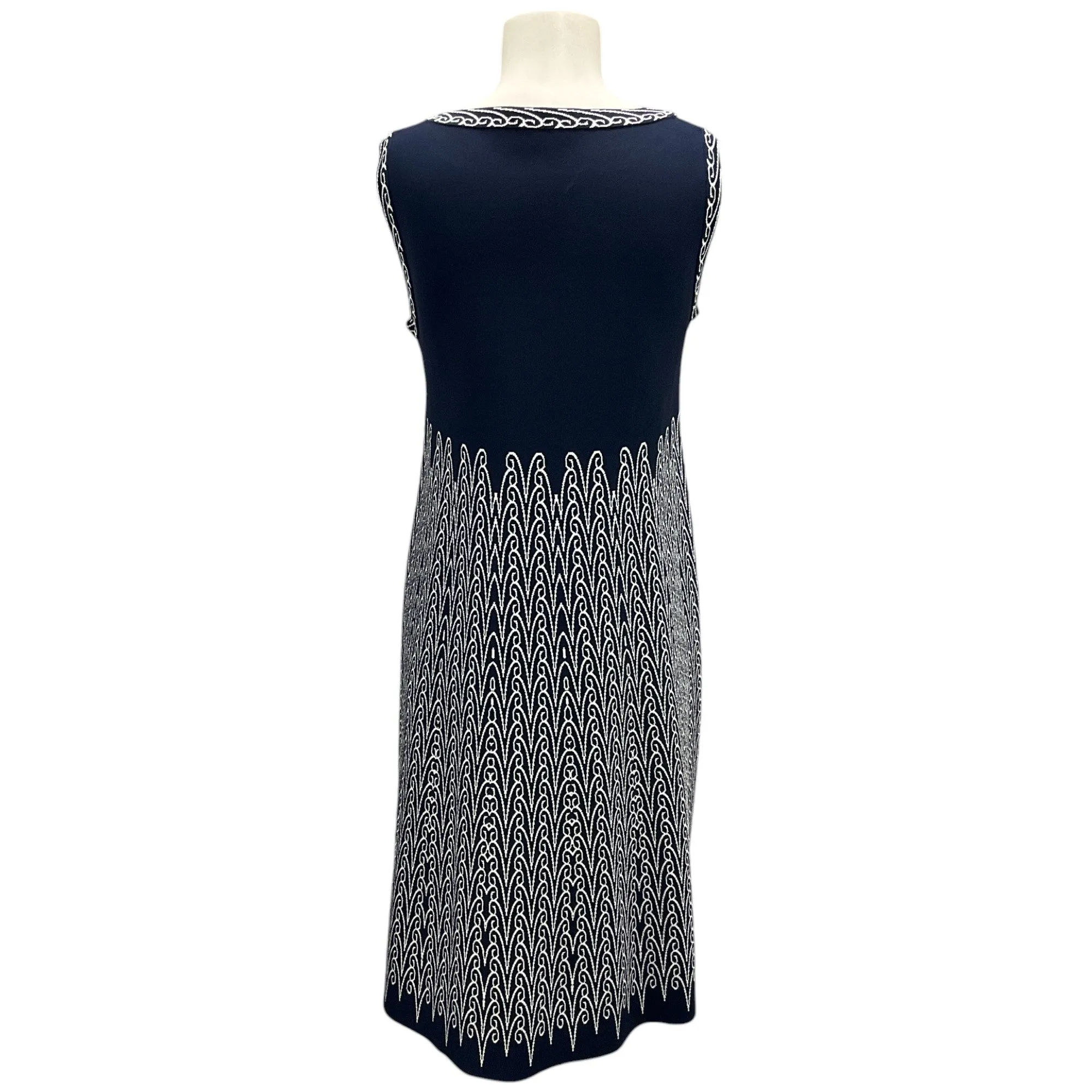Alaia Navy Blue / White Sleeveless Stretch Knit Dress