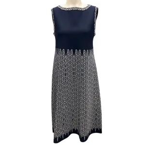 Alaia Navy Blue / White Sleeveless Stretch Knit Dress