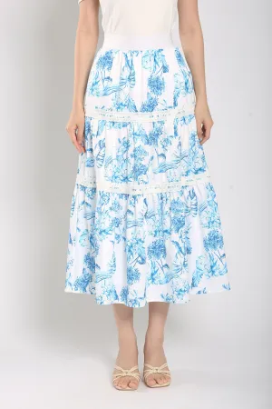 Albertha Tier Skirts in Blue Prints