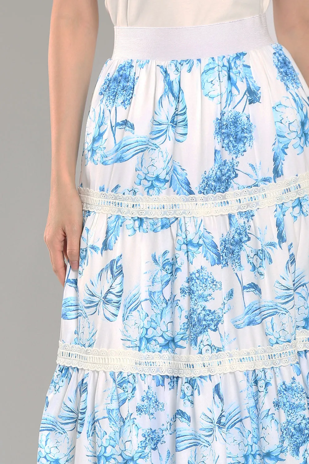 Albertha Tier Skirts in Blue Prints