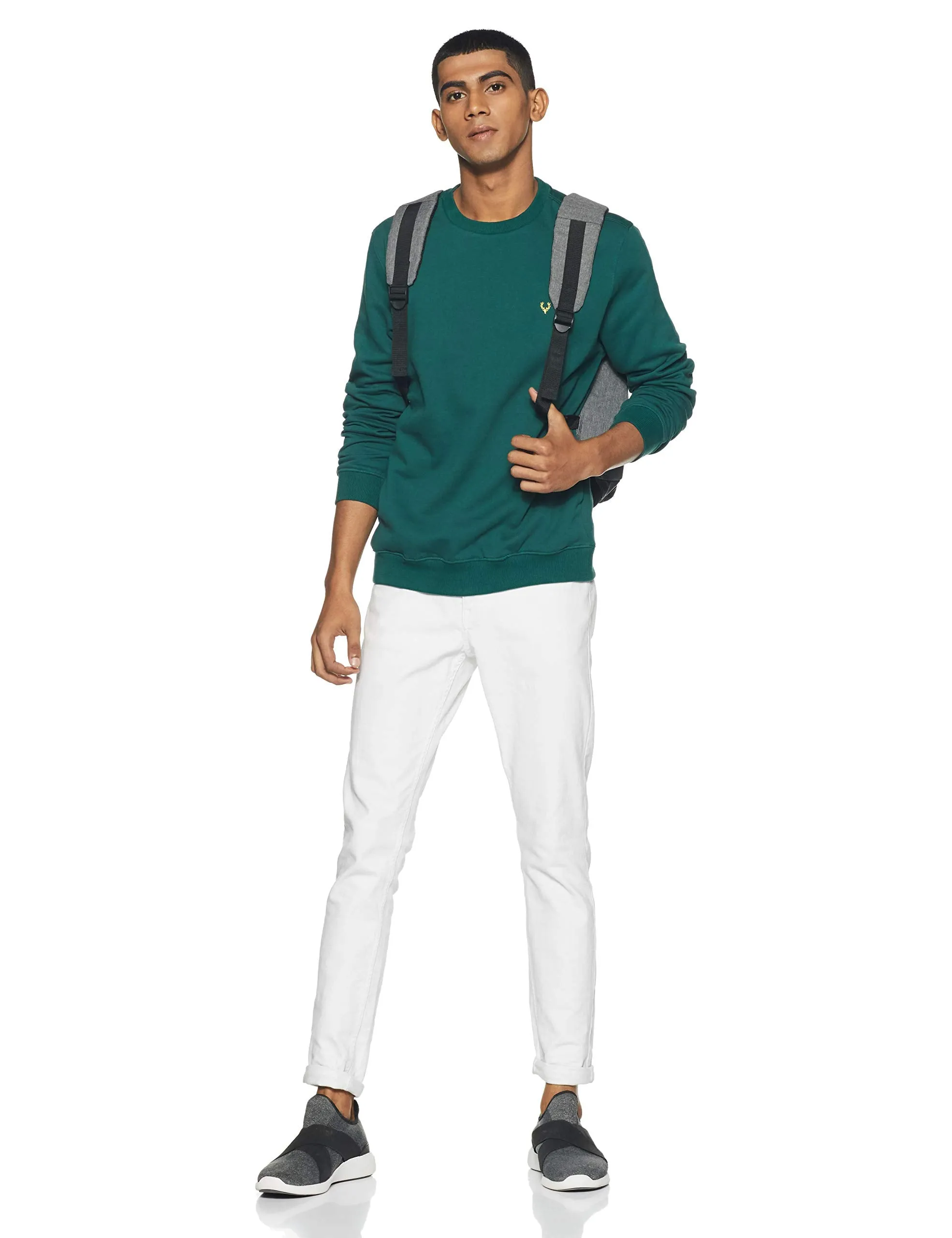 Allen Solly Men's Sweatshirt (ASSTORGPG90892S_Pine Green 19-5414TCX)