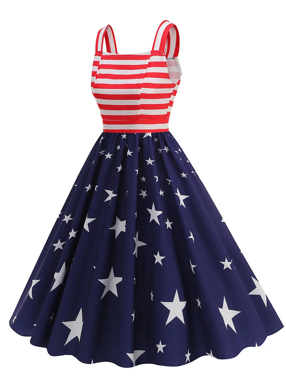 American Flag Stars Stripes Strap 1950S Vintage Dress