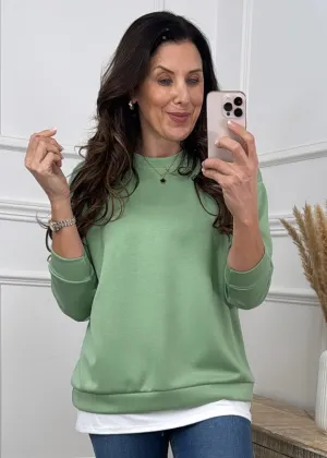 Aoife Sage Green Layered Sweatshirt