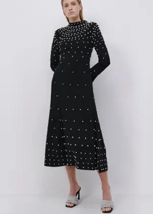 Arielle Mock Neck Midi Dress (Black)