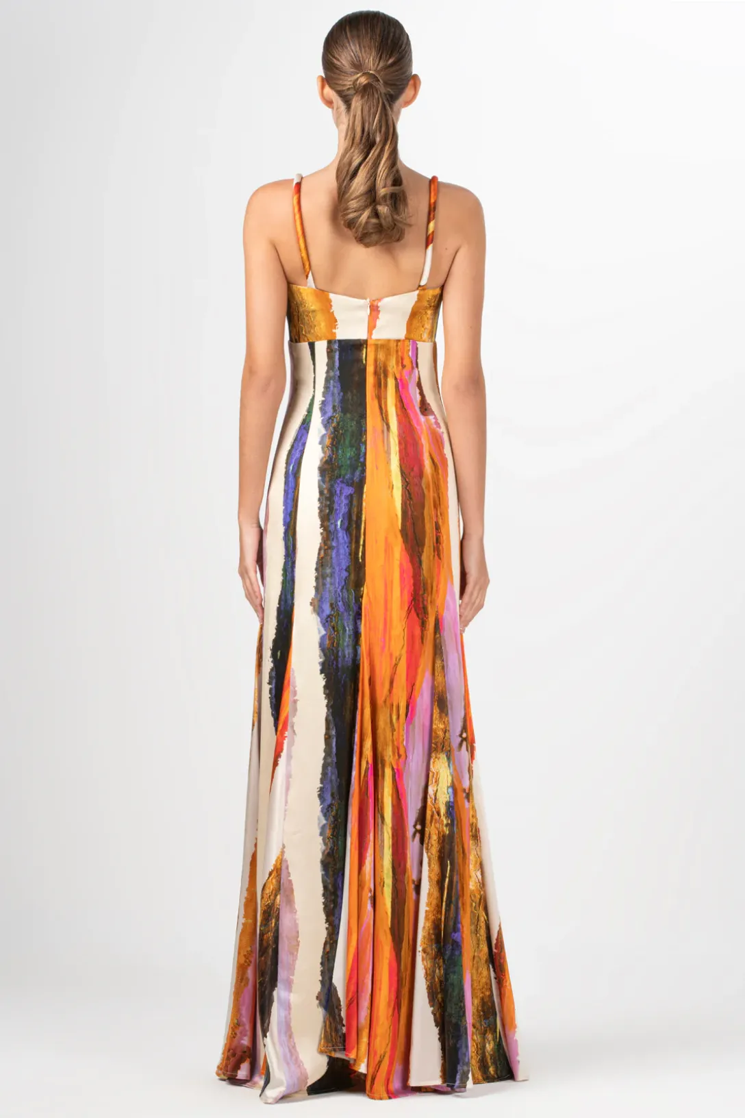 Artis Dress | Orange Orchid Abstract