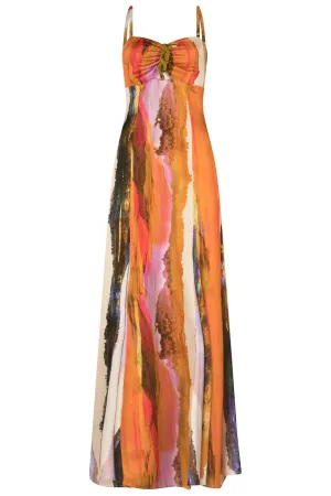 Artis Dress | Orange Orchid Abstract