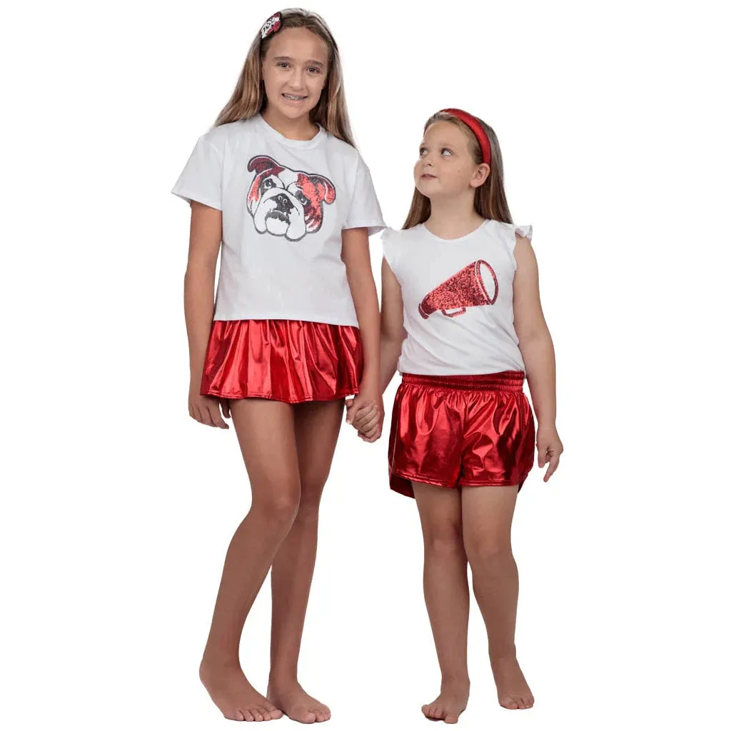 Azarhia Gathered Skort - Metallic Red