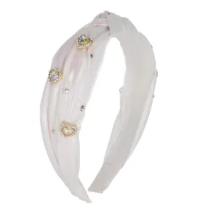 Bari Lynn Shimmer 3D Heart Headband - White