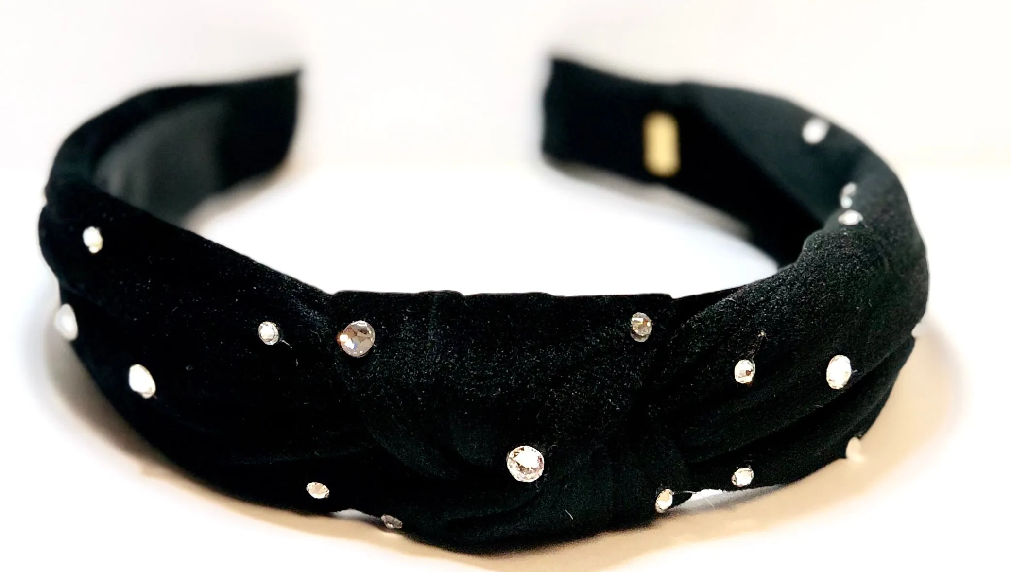 Bari Lynn Velour Twist Knot Headband with Crystals