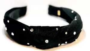 Bari Lynn Velour Twist Knot Headband with Crystals