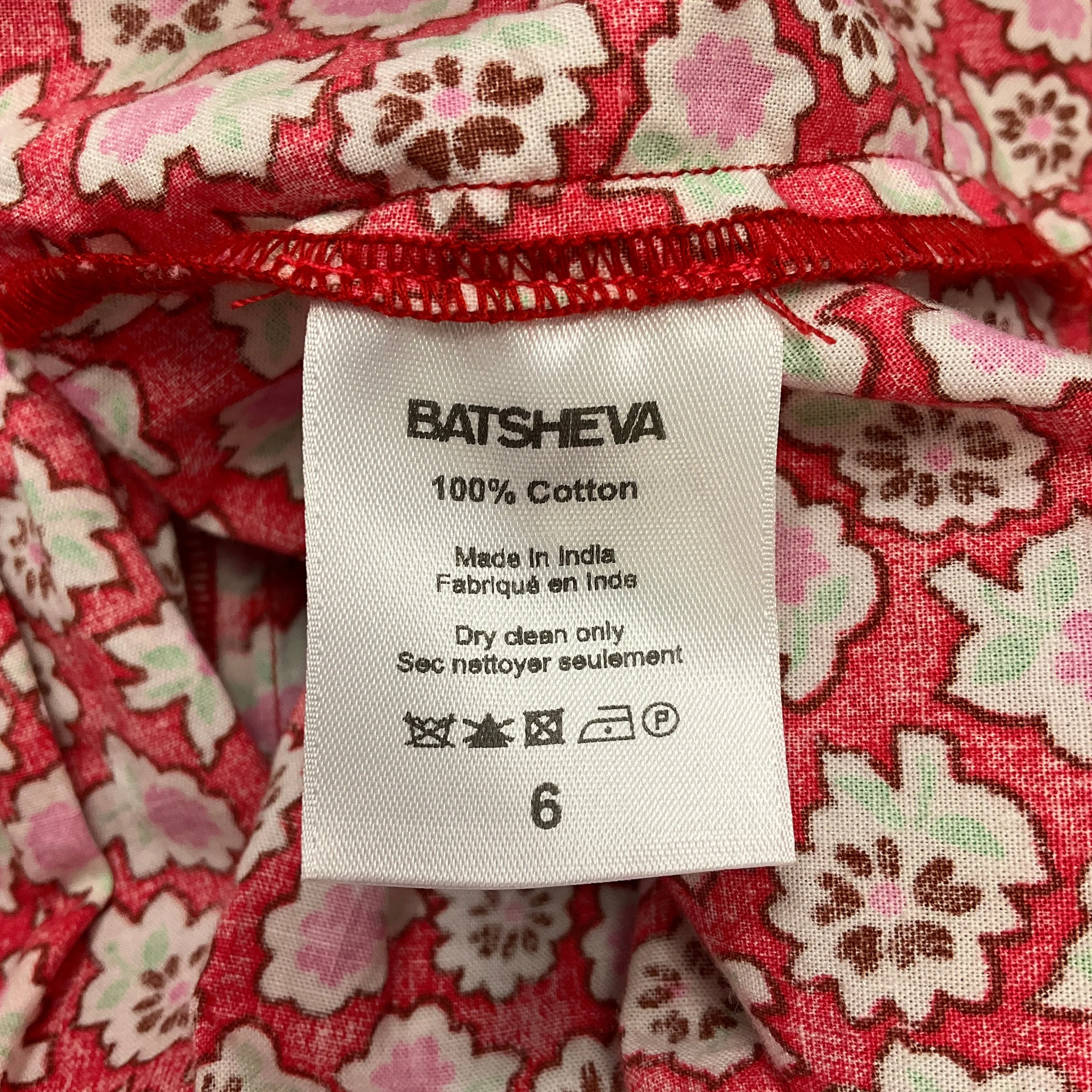 Batsheva Red Ditsy Floral Sadie Dress