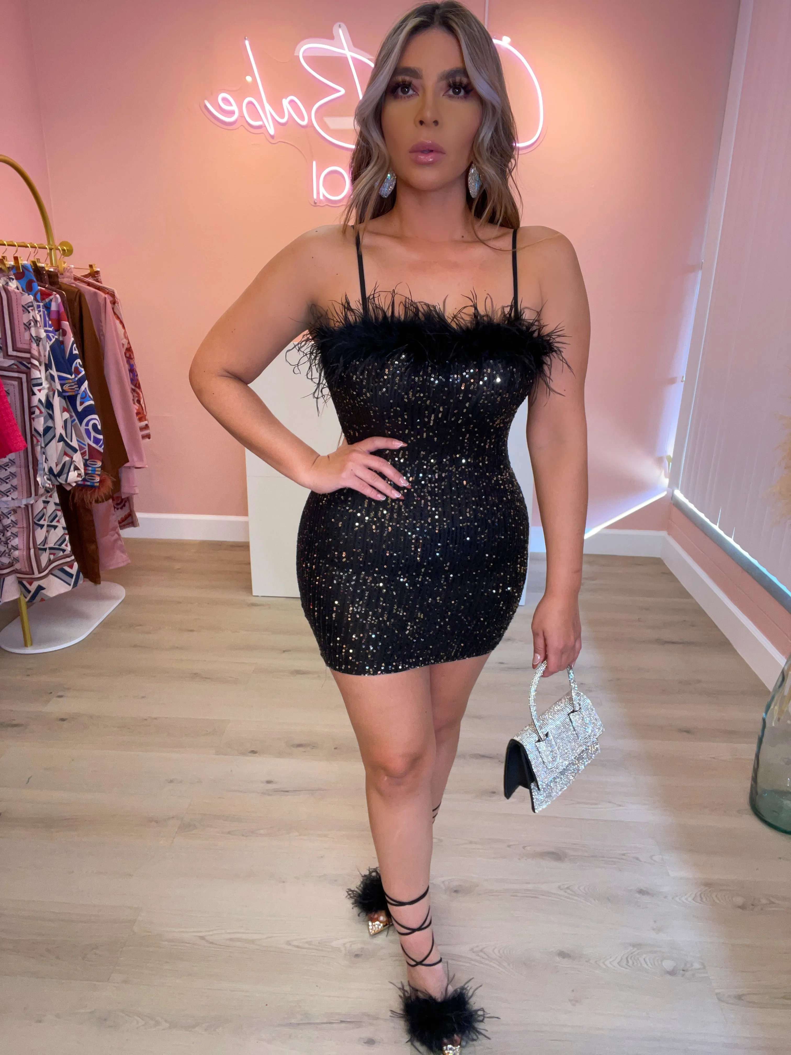 Bella Mini Sequin Dress(Black)