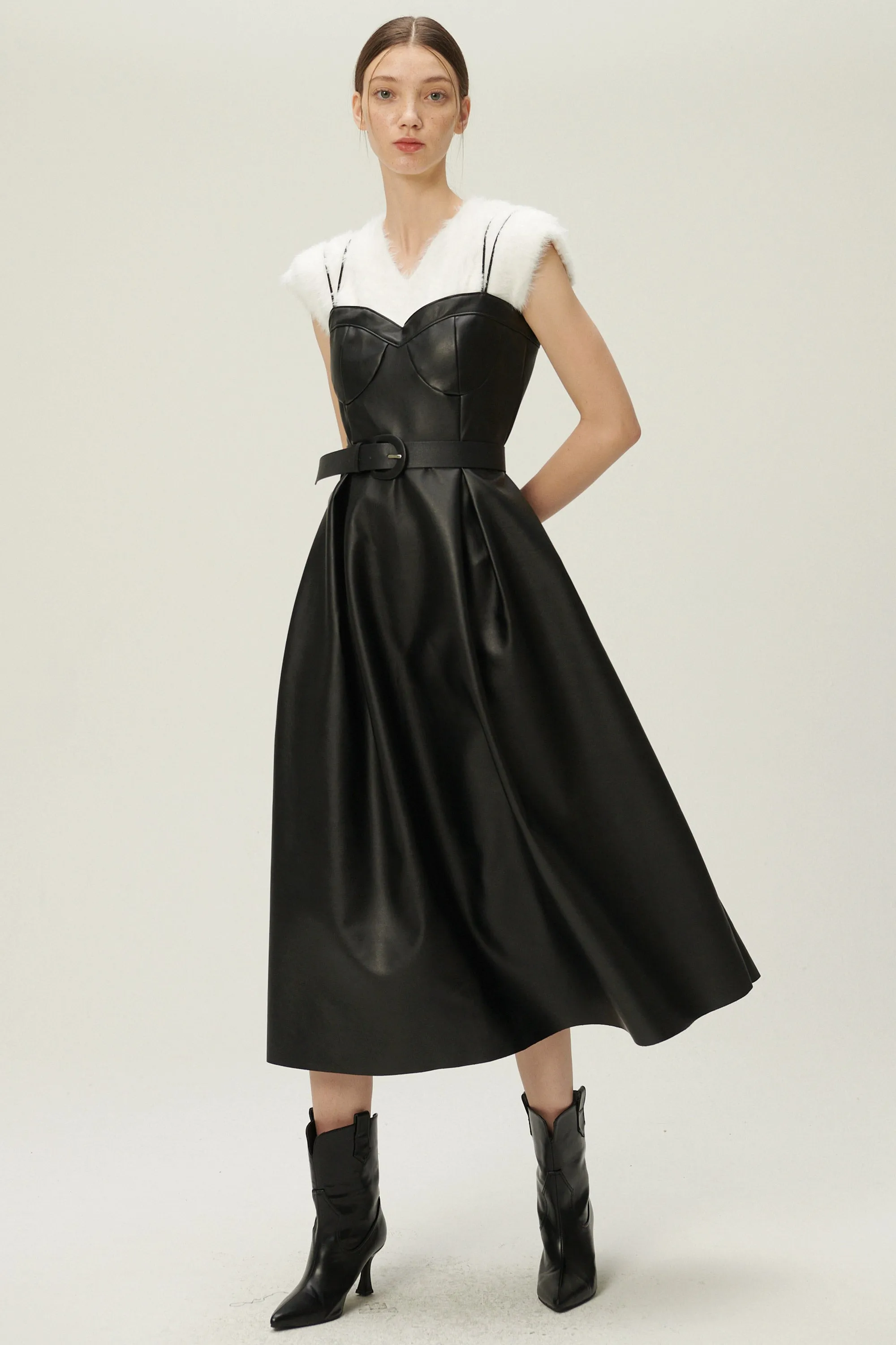 Belle Pleather Full Dress w/Belt