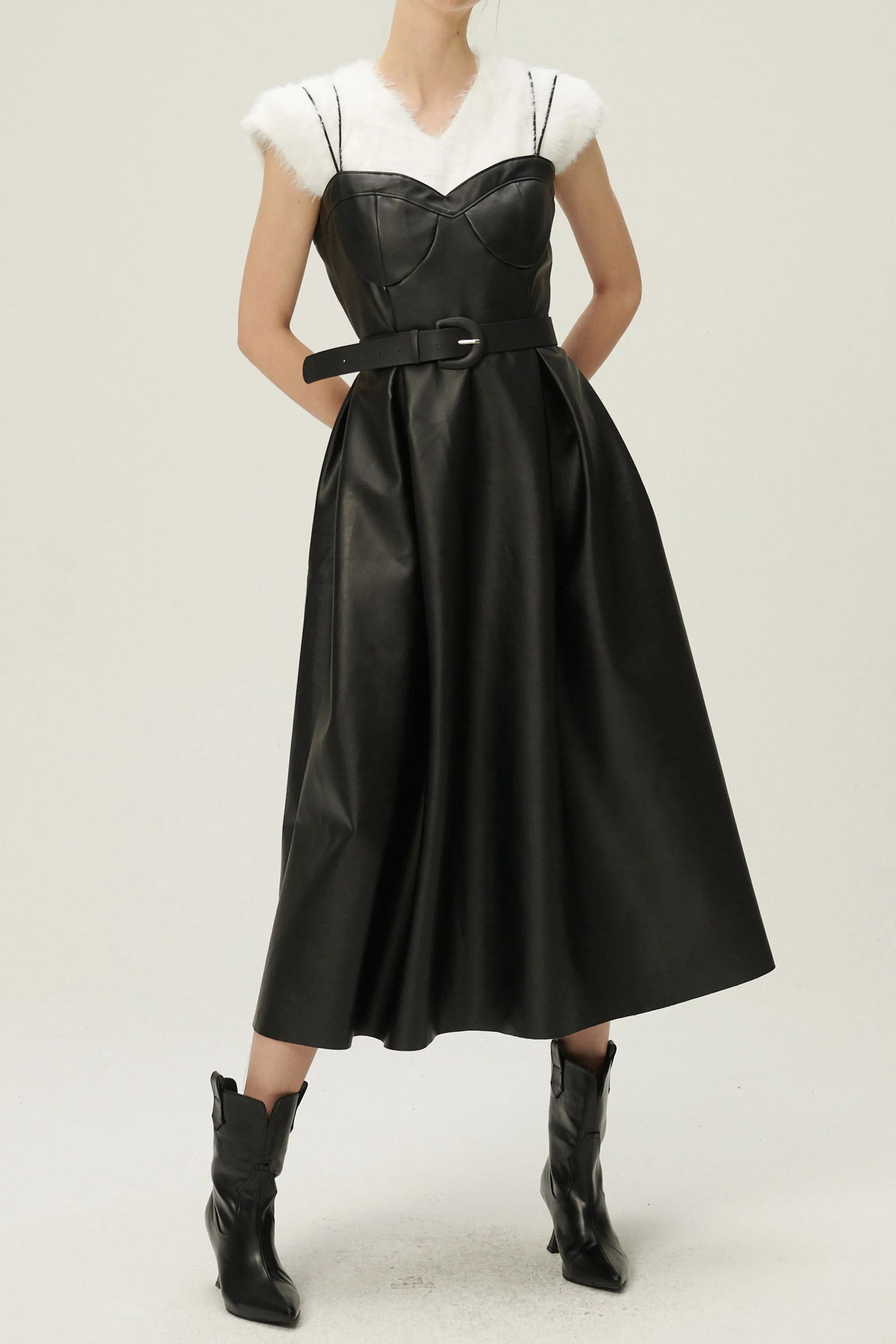 Belle Pleather Full Dress w/Belt
