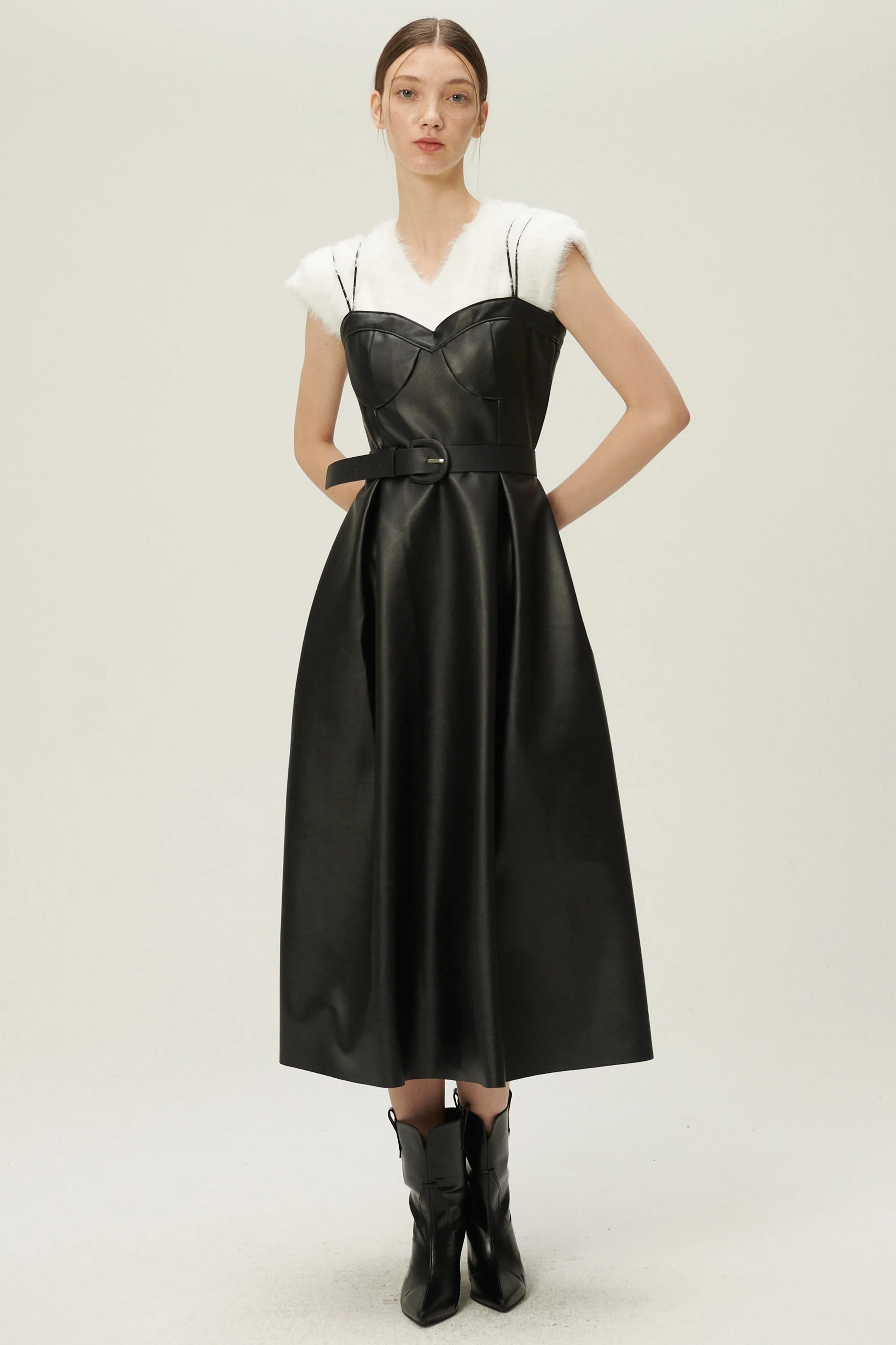 Belle Pleather Full Dress w/Belt