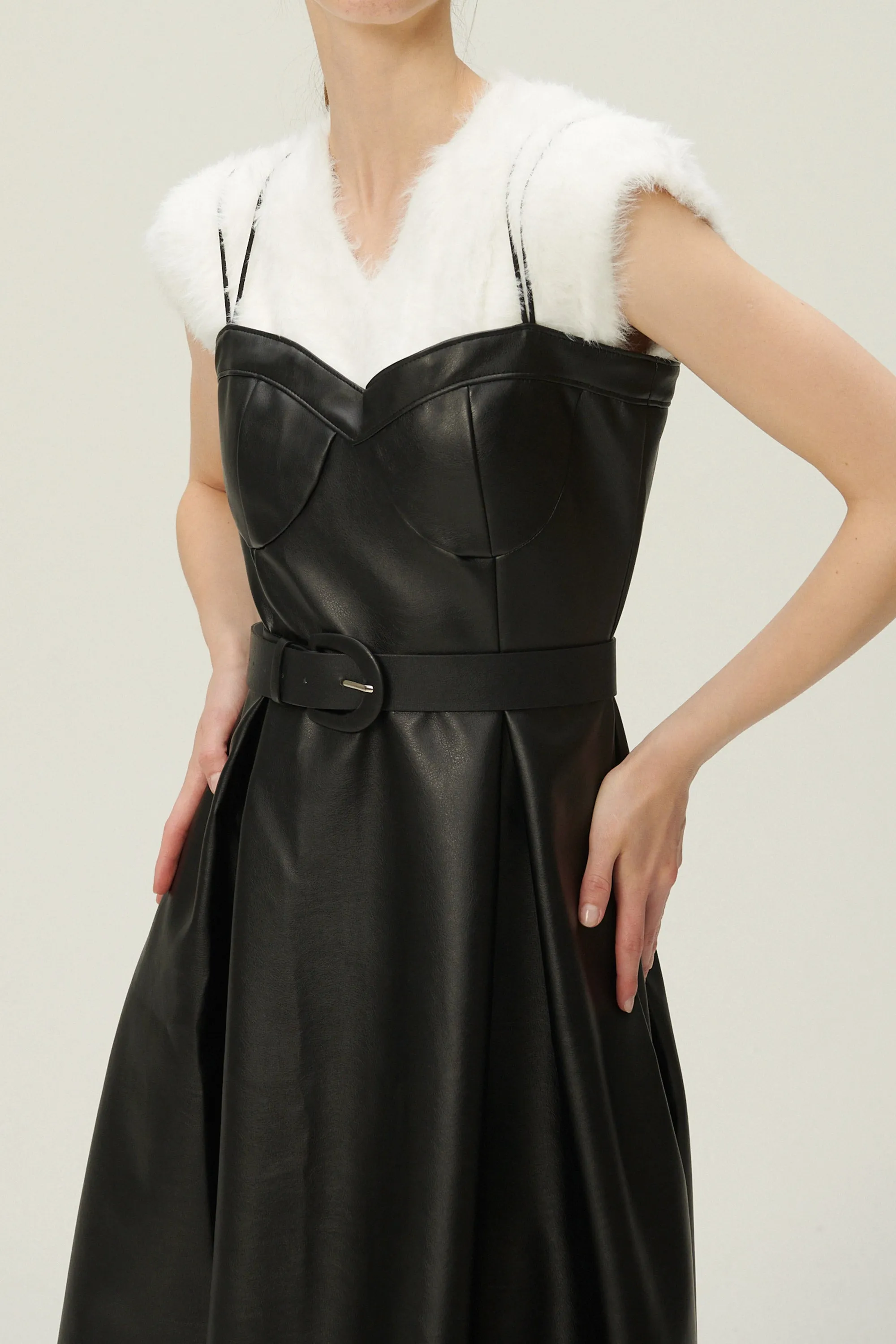 Belle Pleather Full Dress w/Belt