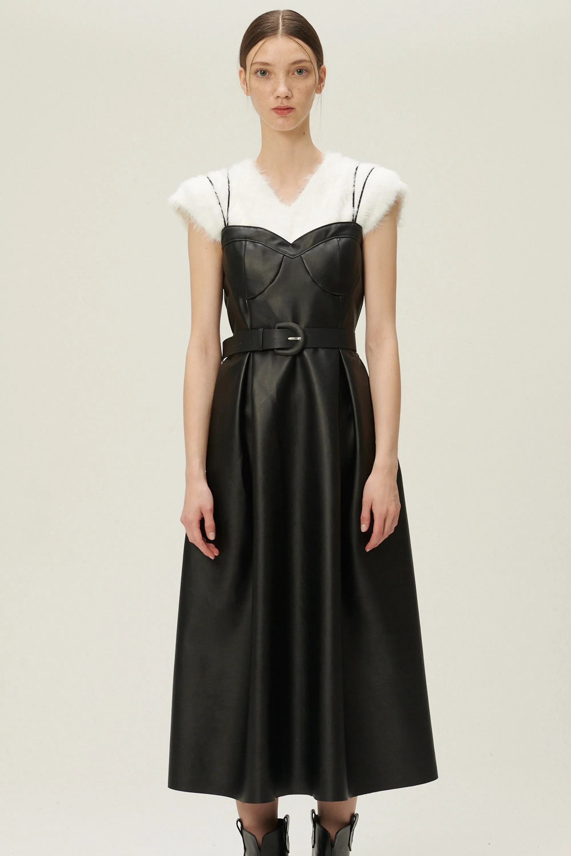 Belle Pleather Full Dress w/Belt