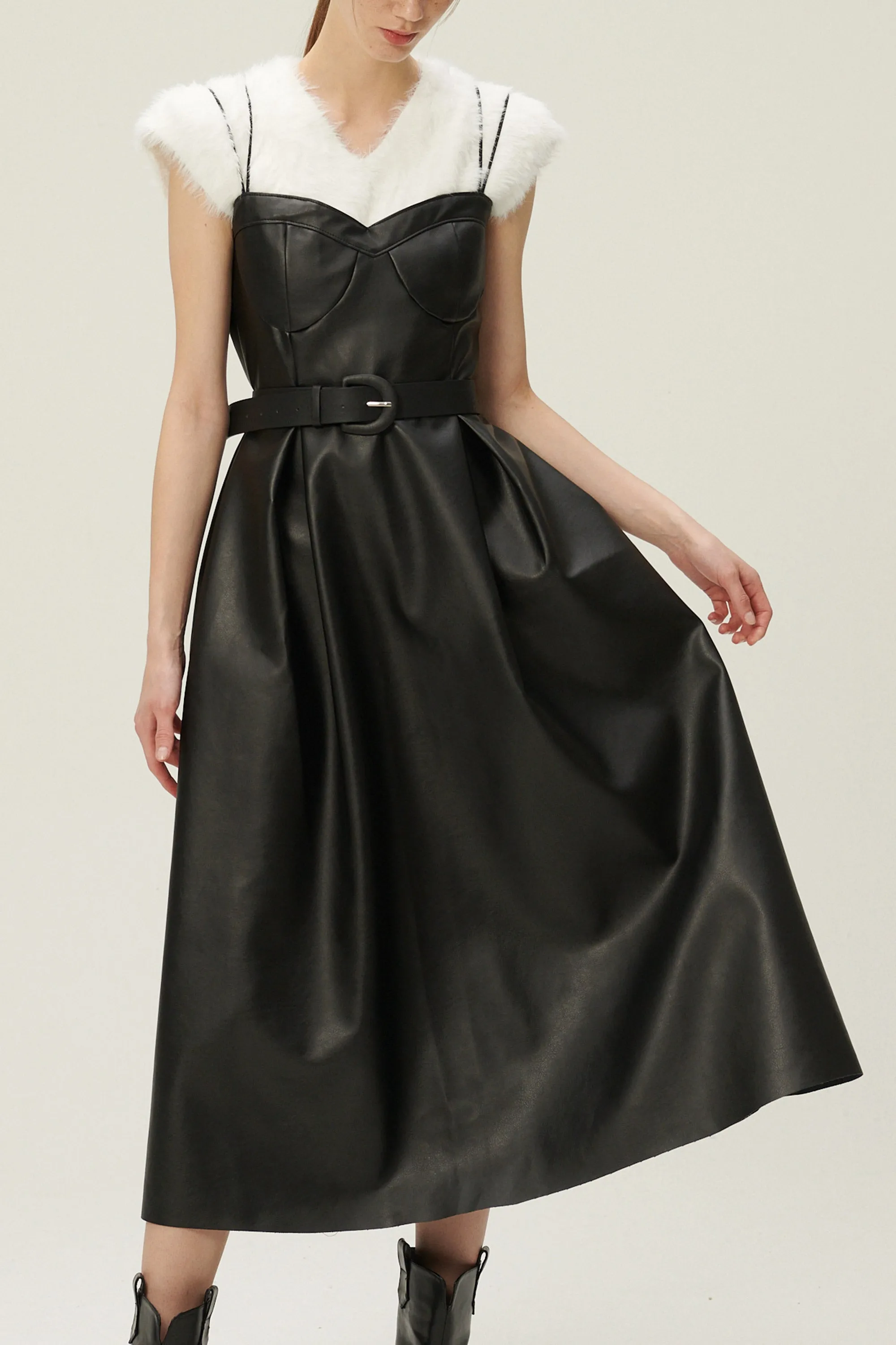 Belle Pleather Full Dress w/Belt