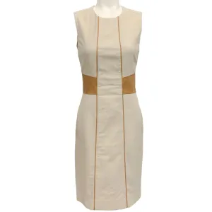 Belstaff Oat Sleeveless Dress with Leather Detail
