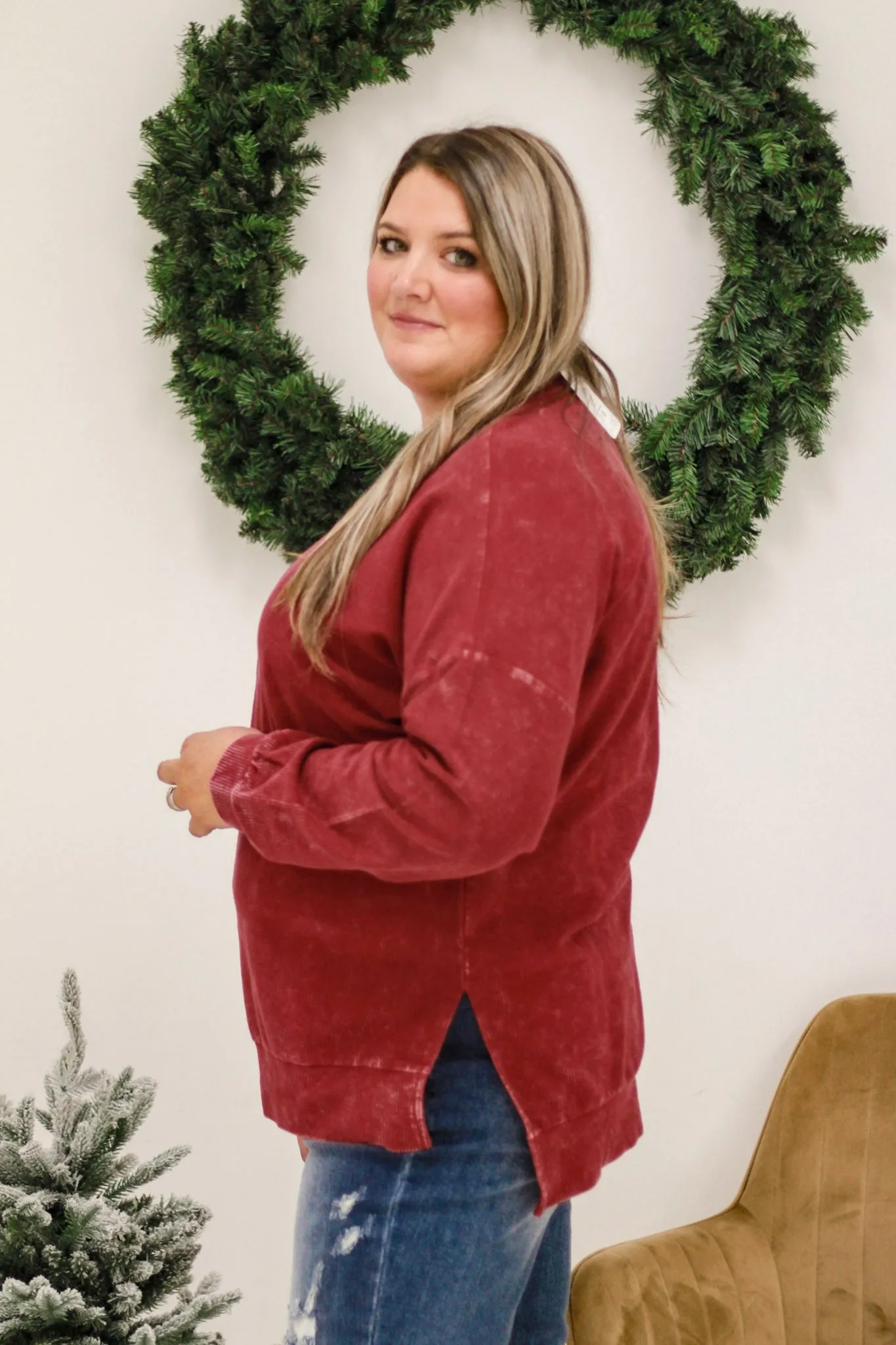 Best of the Best Corded Burgundy Pullover