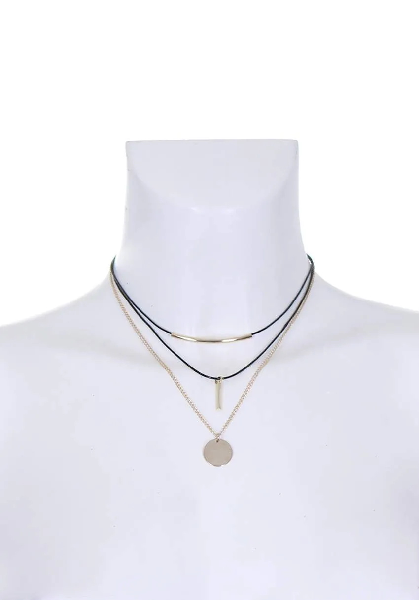 Black and Gold Layered Necklace