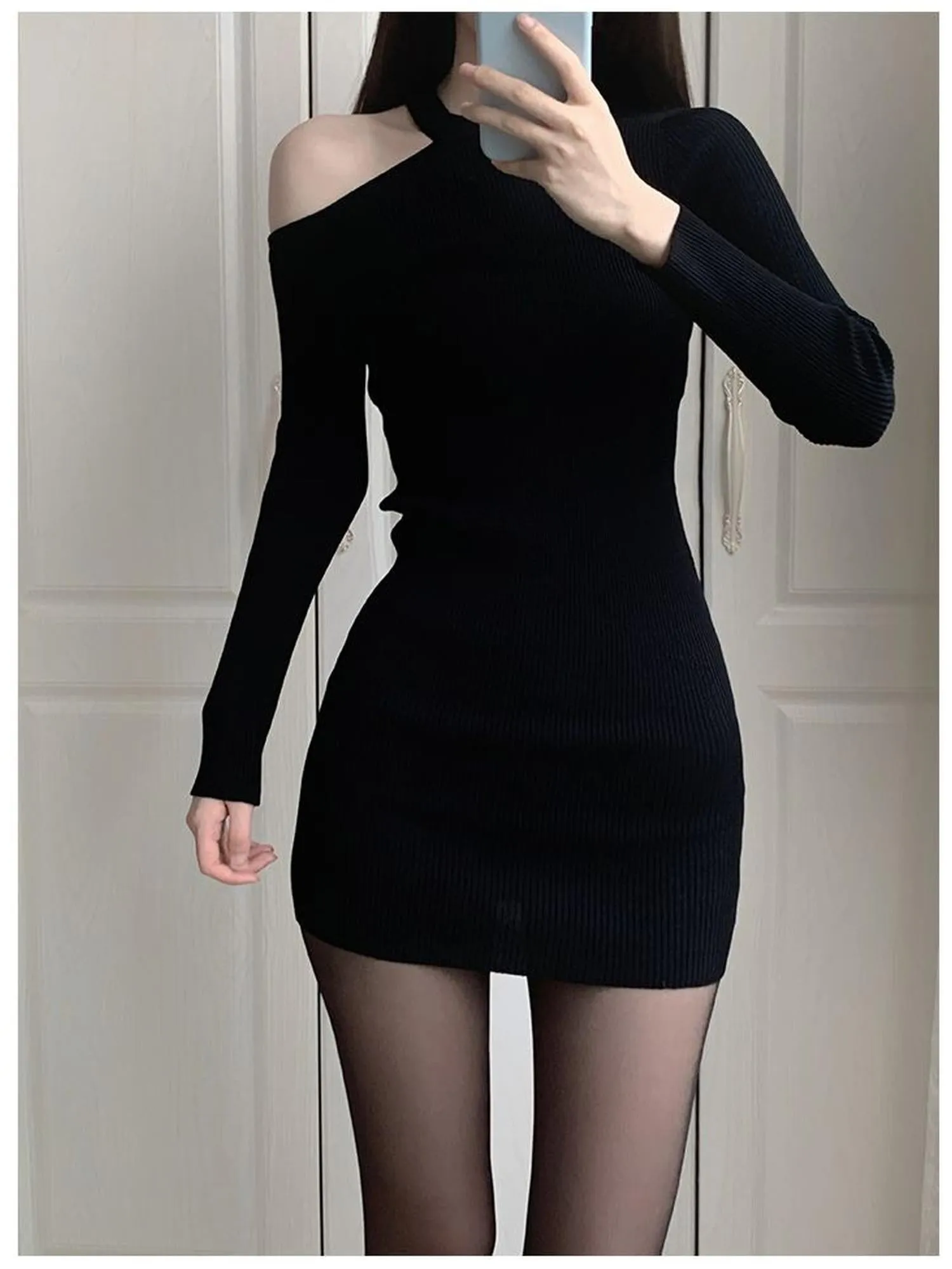 Black Asymmetric Cutout Dress