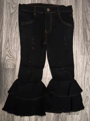 BLACK DOUBLE LAYERED BELL PANTS
