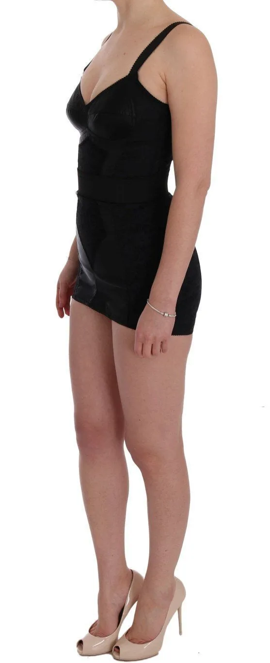 Black Floral Stretch Romper Bodysuit