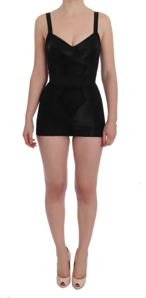 Black Floral Stretch Romper Bodysuit