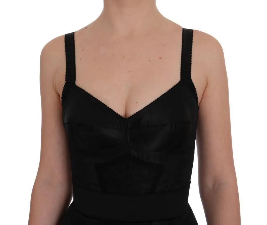 Black Floral Stretch Romper Bodysuit