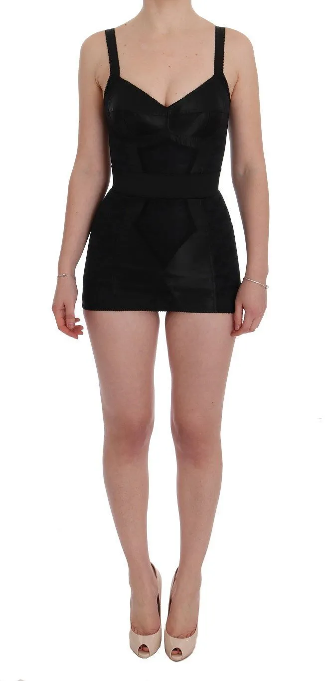 Black Floral Stretch Romper Bodysuit