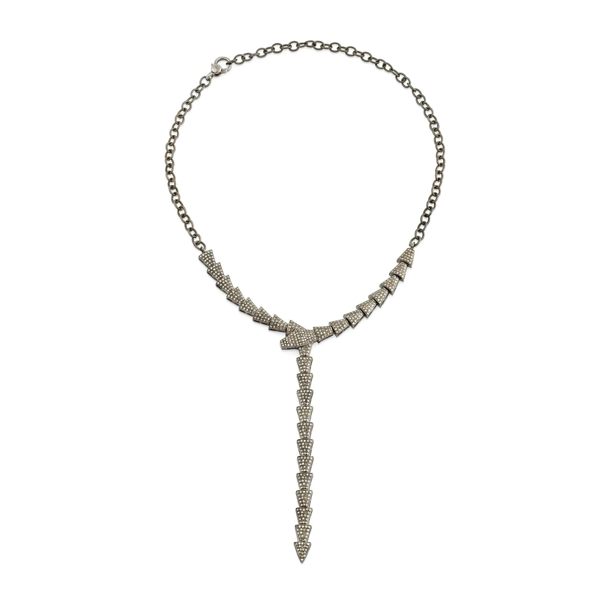 Black Rhodium Diamond Snake Statement Necklace