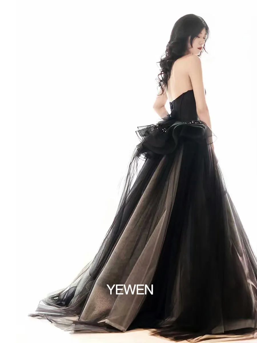 Black Strapless Colored wedding dresses Ball Gown Custom Colors YW230331
