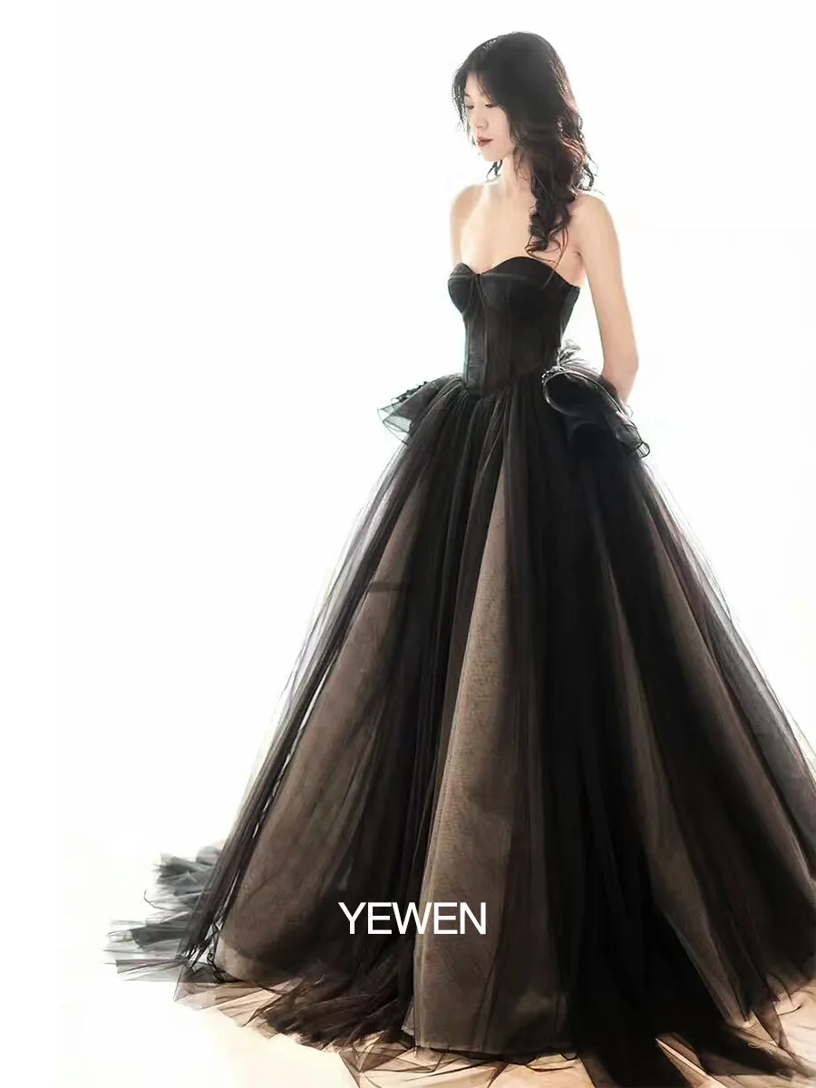 Black Strapless Colored wedding dresses Ball Gown Custom Colors YW230331