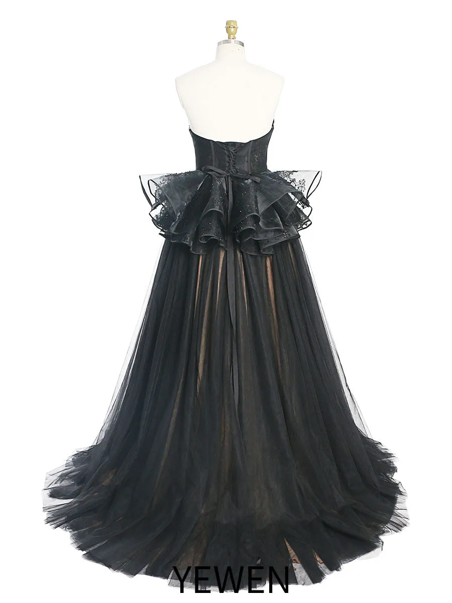 Black Strapless Colored wedding dresses Ball Gown Custom Colors YW230331
