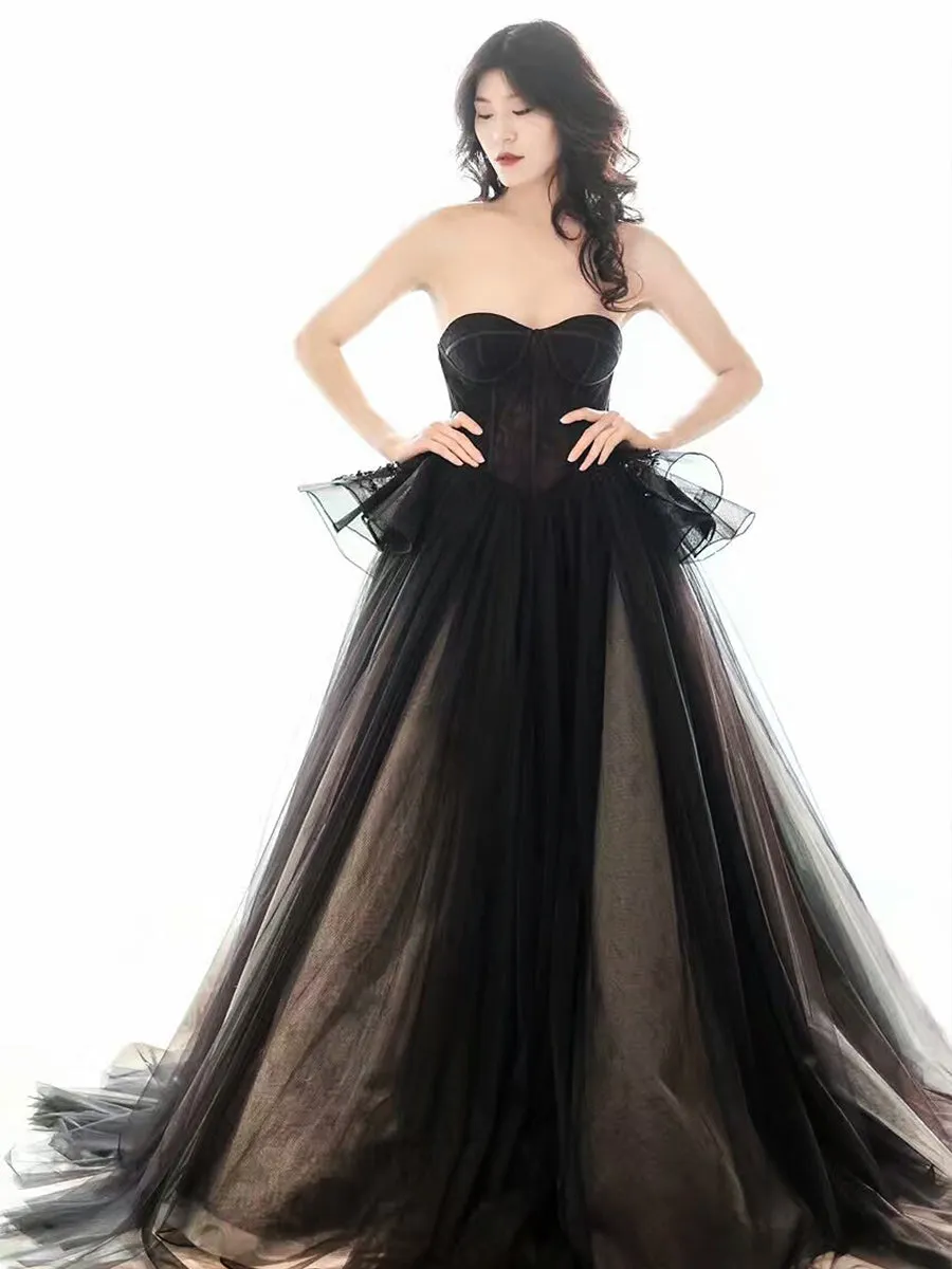 Black Strapless Colored wedding dresses Ball Gown Custom Colors YW230331