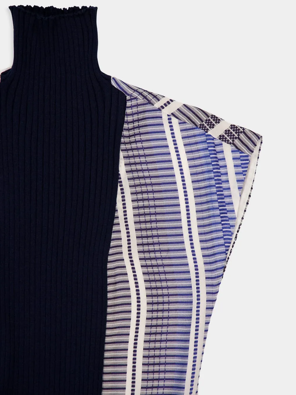 Blue Ziria Maxi Dress with Knitted Turtleneck