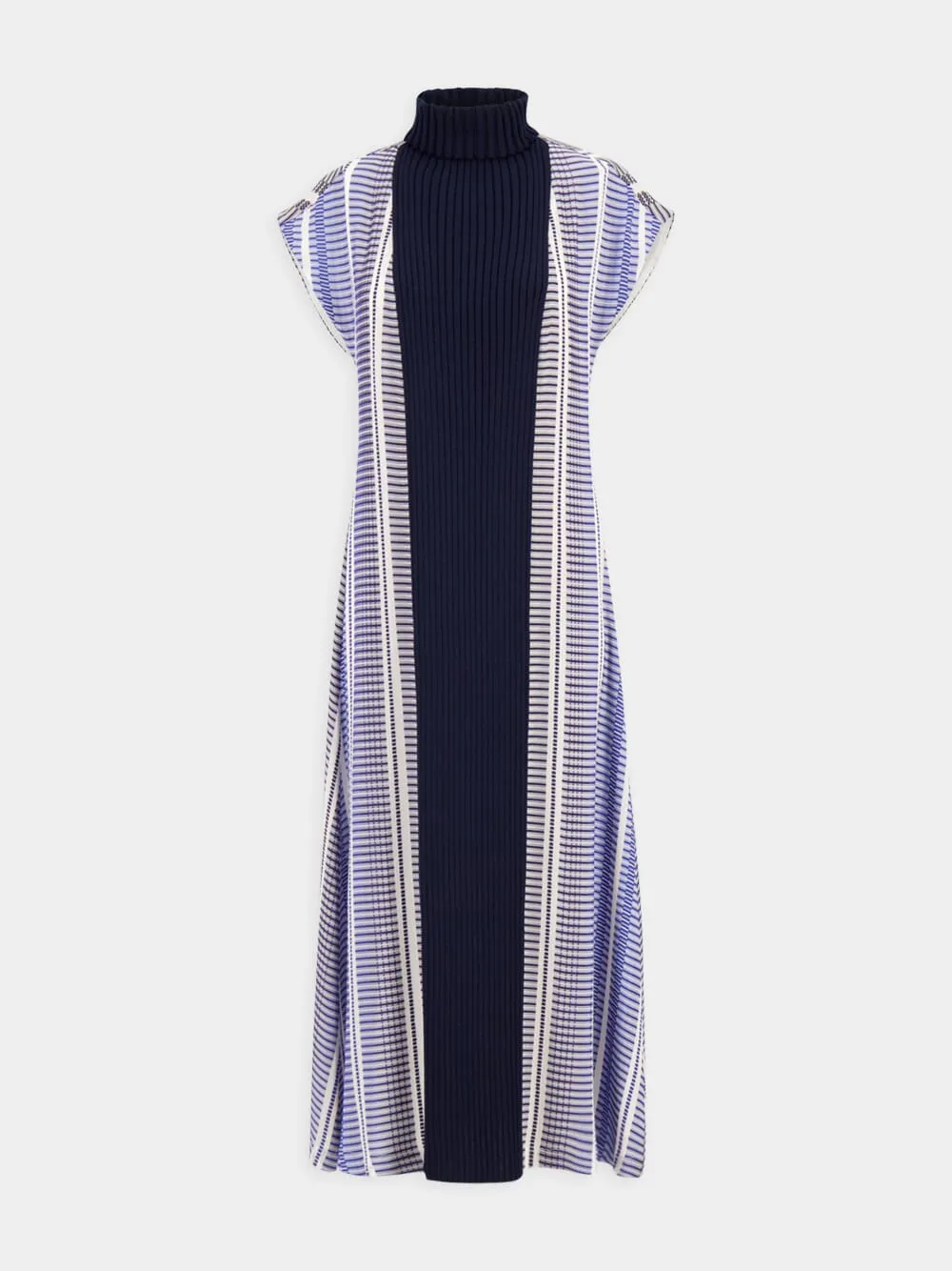 Blue Ziria Maxi Dress with Knitted Turtleneck