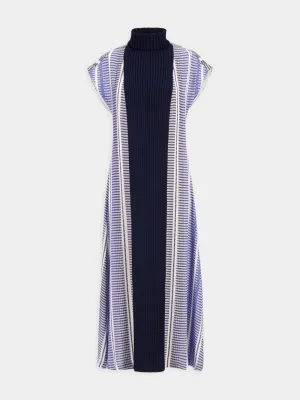 Blue Ziria Maxi Dress with Knitted Turtleneck